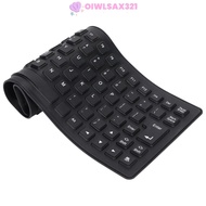 OIWLSAX321 USB Wired Keyboard, 85 Keys Black/Orange/White Silicone Keyboard, Portable Waterproof Sil