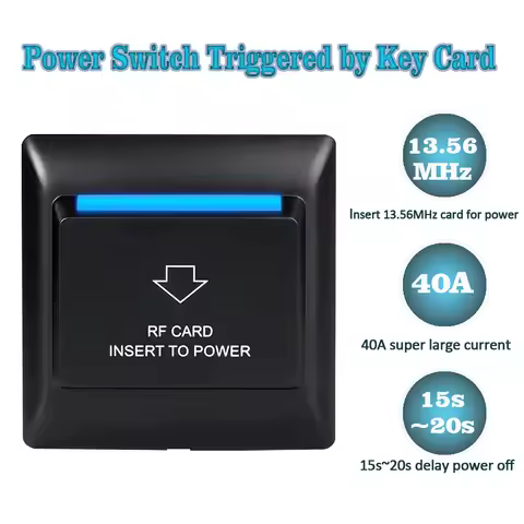40A Mifare 1 Key Card Switch Hotel Energy Saving Switch High Frequency 13.56M Support 110V/220V/12V/