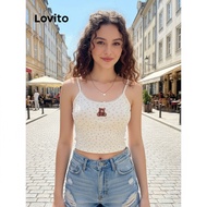 Lovito Women's Casual Tank Top with Cartoon Flowers and Bow LNE60267