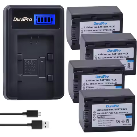 4pc NP-FV70 NP FV70 2500mAH 7.2V Li-ion Battery & LCD USB Charger for Sony NP-FV50 FV30 HDR-CX230 HD