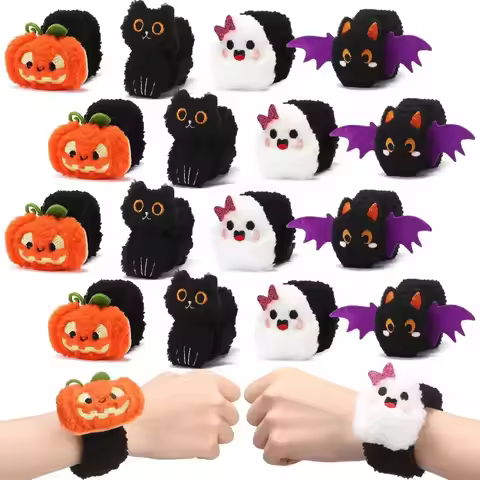 Halloween Ghost Plush Slap Bracelets, Trick or Treat Gift Bag Fillers, Halloween Party Favors, Class
