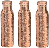 Traveller's 100% Pure Copper Water Bottle for Ayurvedic Health Benefits | Joint Free, Leak Proof - Stylish Water Pitcher Bottle SET OF 3 PIECES