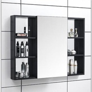 Bathroom Mirror Cabinet Wall Mounted Aluminum Alloy Toilet Mirror Wall Mounted Storage Box with Towel Rack Shelf Mirror Box
