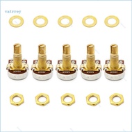 VA 5pcs A500K Potentiometer Splined Pot Electric Guitar Bass Effect Amp Tone Volume