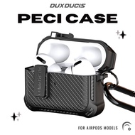 DUX PECI Case for Airpods 1 2 3 / Airpods Pro / Pro 2 Earbuds Cover Casing with Carabiner Hook