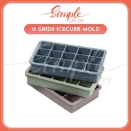 15 Grid Silicone Ice Cube Tray with Cover Ice Tray Ice Cube Mold Bekas Air Batu Bekas Ais Bekas Maka