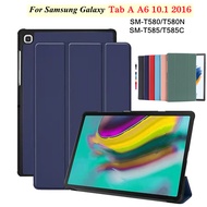 For Samsung Galaxy Tab A A6 10.1 2016 SM-T580 T580N T585 T585C Case PC Hard Shell Shockproof PU Leather Tri-fold Bracket Protective Cover