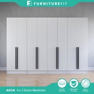 [COMBO] FurnitureFit 8X6FT 8 Door Wardrobe White Brown / Almari baju /Kabinet baju / Almari baju Put