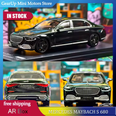 In Stock AR Box 1:64 Mercedes Maybach S 680 S680 V12 Edition 2025 Model Green Black DieCast Car Mode