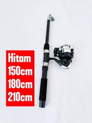 Paket Joran Pancing Antena Carbon Style Teleskopic Antena Tegek Miyabi dan Reel Pancing Putar Rell R