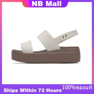 ของแท้พิเศษ Crocs Brooklyn Pearl White Shoes Non-Slip Thick Sole Beach Sandals 206453-159 รองเท้าผ้า