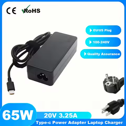 65W USB-C Laptop Charger 20V 3.25A Power Adapter Type-C Fast Charging for Lenovo ThinkPad, HP, Chrom