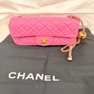 Chanel 芭比粉羊皮金球菱格紋mini20