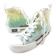 全新 DIOR SHAWN STUSSY B23 斜紋印花網眼高筒運動鞋，綠色/多色，41 碼，義大利製造，男款