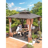 Outdoor gazebo courtyard landscaping pavilion villa yard outdoor garden awning roof garden layout te