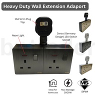 [Sirim] Heavy Duty Wall Extension Adaport 13A Socket Black / Gold Socket, 2 gang / 3 gang / 4 gang