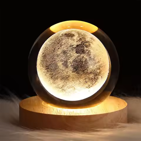 Unique 3D Crystal Ball Lamp with Galaxy and Planetary Projections USB Night Light for Cozy Atmospher