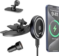 CD Slot Magnetic Car Mount Charger Work for iPhone 16-12, 3X Stable on Bumpy Roads, 99% Car/Truck-Ap