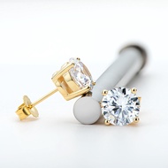 Bestone Genuine 0.5/1 Carat Four Claw Moissanite Earrings S925 Sterling Silver Plated 18K Gold Earri