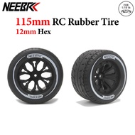 4PCS NEEBRC 115mm RC Car Rubber Tire Wheel Tyre 12mm Hex For 1/10 RC Car Buggy Truck HPI HSP Savage 