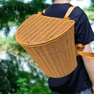 [AWHAO] PP Rustic Basket Pack with Lid And Shoulder Straps for Tea Leaves Collection 13.4x9.4x13.7in