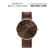 Đồng hồ Daniel Wellington dây da - DW00100627 40 mm Classic 40 St Mawes RG Amber Mặt Hổ Phách Vỏ Vàn