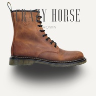 DR CRAZY HORSE CRAZY HORSE waxed leather men's boots, brown, sturdy stitched sole TONKIN.