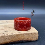 Antique Fidelity Natural Agate Jewelry Micro-Carved Red Agate Pattern Embossed Wrench Handle Piece 1