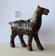 老琥珀擺件 翳珀 緬甸血珀 手工雕刻 一馬當先 馬270g 藝術