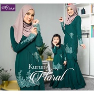 Kurung Floral Emerald Green Sedondon Ibu & Anak