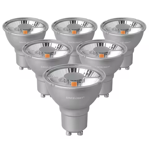 Pack of 6, GU10 LED Light Downlight Bulb 24° Dual Reflector (Professional) Anti-Dazzling 5W 300 Lume