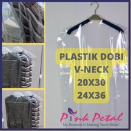 V-NECK Plastik Dobi [24x36 / 20x30] PP Plastic Bag Packaging Jernih Transparent (Extra Large)