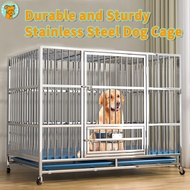Stainless Steel Dog Cage Large Dog Cage Double Door With Four Wheeled Toilet Household Large Dog Cage Indoor Dog House