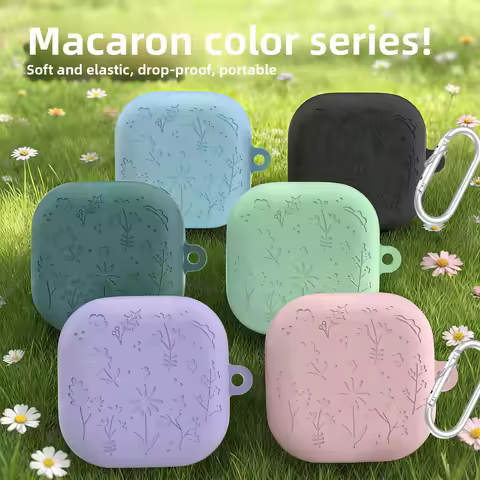 Fashion Macaron Printed Flowers For Samsung Buds4 Buds4pro Silicone Anti-Fall Earphone Case For Sams