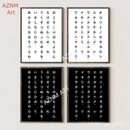 T86O apanese Alphabet Chart Poster Modern Minimalism Art Prints Hiragana Katakana School Education S