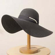 Red Straw Hat Beach Sun Hat Womens Summer Elegant Versatile Fashionable Sunscreen Ultraviolet Protec