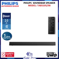 PHILIPS  TAB5105/98 SOUNDBAR SPEAKER, 2.0 CHANNEL, HDMI ARC, 30W, 3 SOUND MODES, WITH BLUETOOTH 4.2, OPTICAL AND AUX INPUTS