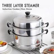 My Ideal Home 3 LAYERS STEAMER FOR PUTO / SIOPAO / SIOMAI / BREAD STAINLESS STEEL STEAMER COOKWARE MULTIFUNCTIONAL THICKENED HOUSEHOLD USE ELECTROMAGNETIC FURNACE COOKWARE