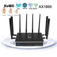 KuWFi 5G CPE WiFi Router 1800Mbps Wireless Modem Dual Band 5G Mobile Wifi with SIM  WiFi6 MU-MIMO Support Web/APP 100  e