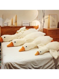 1隻大白鵝毛絨玩具枕頭，用於睡眠時支撐腿部