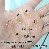 925 SILVER BABY EARRINGS WITH GOLD PLATED 0.5GRM