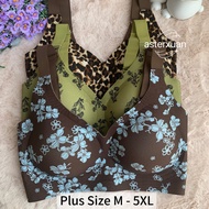 Plus Size Women Bra 585 Leopard Print Fixed Cup Soft Support Push Up Comfortable Seamless Wireless