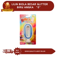 LILIN LARGE GLITTER VIOLIN CANDLE biru NUMBER 0 - BIRTHDAY CANDLE