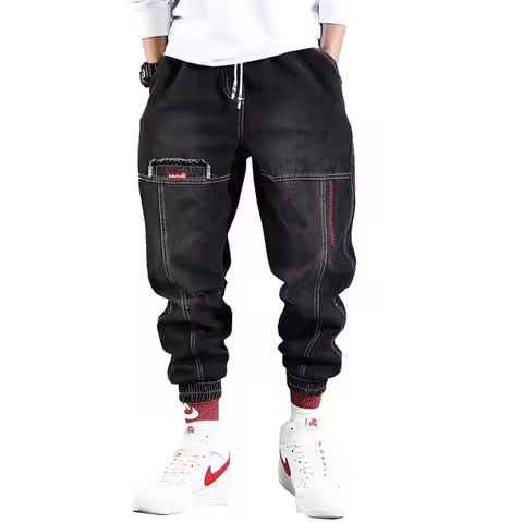 2026 New Streetwear Hip Hop Cargo Pants Men's Jeans Cargo Pants Elastic Harun Pants Joggers Pants In