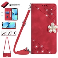 FAYANGRIES Phone case For Oppo A77 (5G)/ A97 (5G) Flip PU Leather Stand Bling Casing Long Lanyard Cu