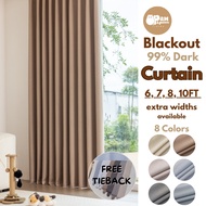 Canal Design 99% Blackout Dark CURTAIN LANGSIR Ring S Hook Singapore Pleat Upgrade 6 7 8 9 10 feet