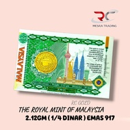THE ROYAL OF MINT MALAYSIA GOLD COIN EMAS 917 2.12GM EMAS SYILING 917 1/2 DINAR EMAS 917 WAFER COIN