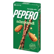 ขนมเกาหลี Lotte Pepero Almond &amp; Chocolate 32g ล็อตเต้ เปเปโร่ บิสกิตแท่งเคลือบข็อกโกแลต รสอัลมอนด์ 롯데 아몬드 빼빼로