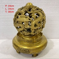 Display of nine 9 genuine brass dragons in various sizes