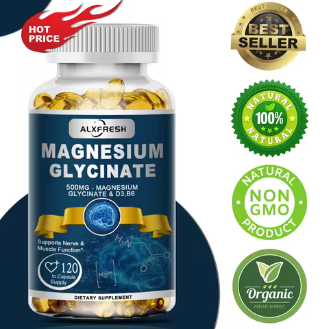 Alxfresh Magnesium Glycinate 500mg Capsule Zinc Vitamin D3 B6 for Muscle, Joint, Nerve Sleep Quality